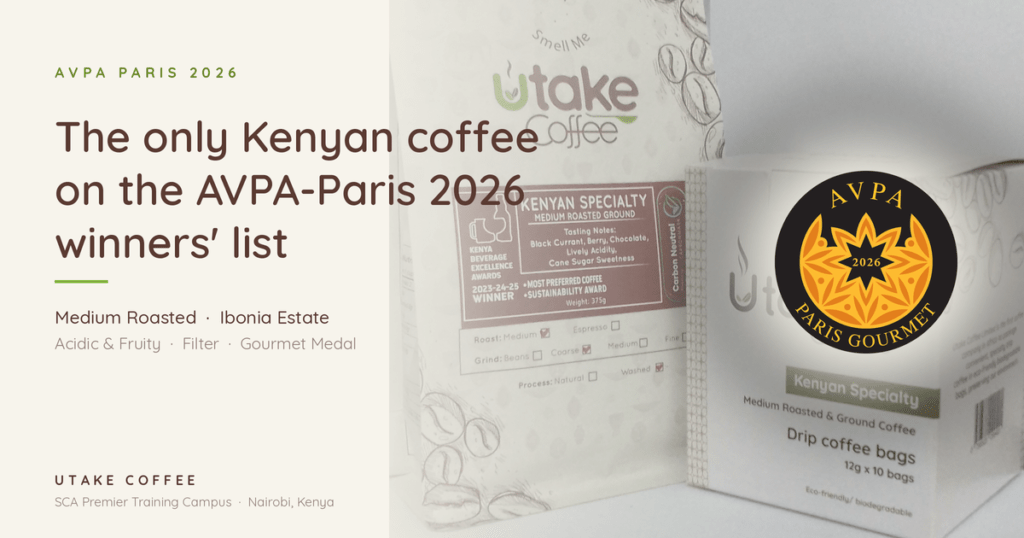 Utake Coffee — the only Kenyan coffee on the AVPA-Paris 2026 winners' list