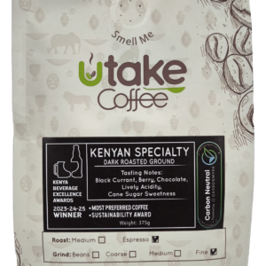 Kenyan Specialty Dark Roast — Fine Grind, front of package
